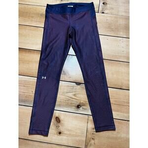 Under Armour Women's Heat Gear Leggings. Blue/Pink. Size Large. Athletic Logo